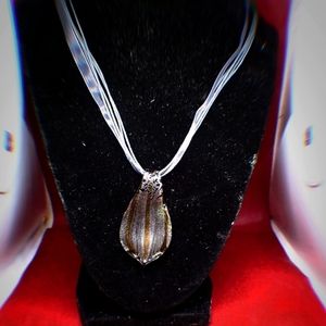 Silver glass pendant necklace